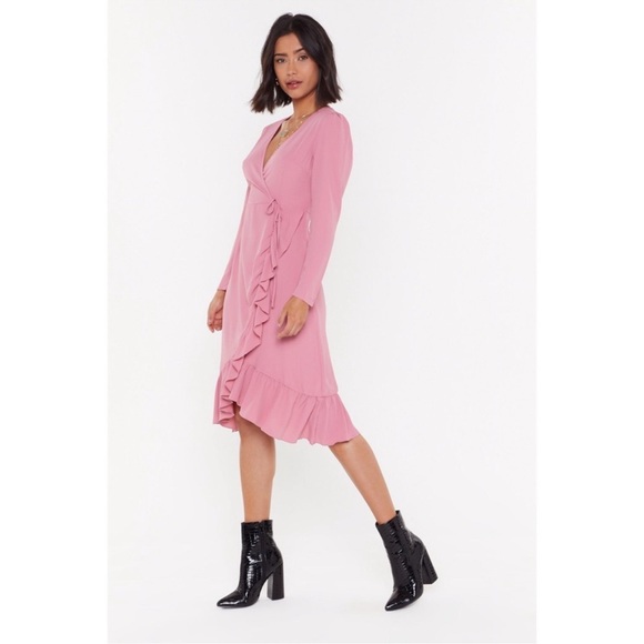 NWT Nasty Gal Get Rich Or Tie Tryin’ Wrap Dress - Picture 2 of 12